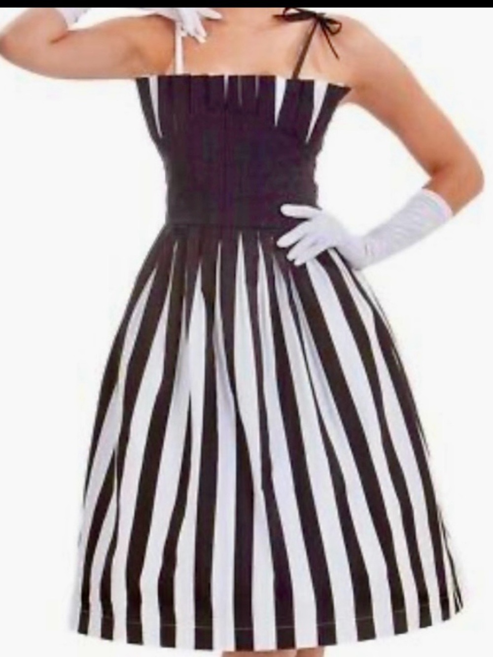 Tatyana Black and White Striped Midi Fit-and-Flare Dress